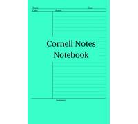Cornell Notes Notebook: Medium Size (6x9 or approx. A5), with Numbered Pages, Index and How-to-use Guide, 100 Pages of College Ruled Lines - Turquoise Cover