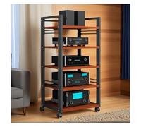 Corner AV Rack Cabinet Multimedia Storage Tower Lockable 360° Rolling Stand for Systems Living Room Audio Equipment Modern Media Center Furniture