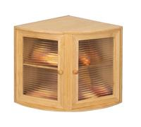 Corner Bamboo Bread Bin Double Decker Kitchen 12.6"x12.6"x13.4" Natural | Leader Accessories 2 Tier Breadbin with drop-down Front for Kitchen Countertop Storage