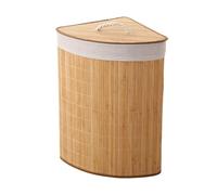 Corner Bamboo Laundry Hamper with Lid, 60L Bamboo Laundry Basket with Removable Liner Clothes Hamper with Lid and Handle Suitable for Laundry Bedroom Living Room Bathroom(Natura)