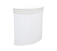 Corner Bamboo Laundry Hamper with Lid and Removable Liner, 60L Bamboo Laundry Basket Clothes Hamper with Lid and Handle Suitable for Laundry Bedroom Living Room Bathroom(White)