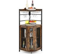 Corner Bar Cabinet Industrial Wine Buffet Cabinet-Brown
