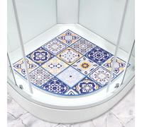 Corner Bath Mat 70 x 70 cm: Large Sector Loofah Non Slip Anti Mould for Inside Shower - Soft Texture with Drain Holes - Quadrant Bathroom Massage Mat for Wet Area Walk-in Shower Tray
