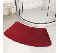 Corner Bath Mat Non Slip,Thicken Absorbent Semi-Circular Bathroom Mats for Hotel Shower Room,Washable Foot Carpet Shower Rug (Red,35x95cm)