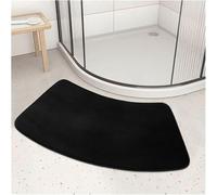 Corner Bath Mat Non Slip,Thicken Absorbent Semi-Circular Bathroom Mats for Hotel Shower Room,Washable Foot Carpet Shower Rug (Black,35x95cm)