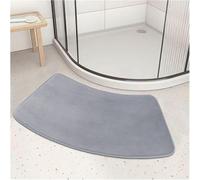 Corner Bath Mat Non Slip,Thicken Absorbent Semi-Circular Bathroom Mats for Hotel Shower Room,Washable Foot Carpet Shower Rug (Light Grey,30x70cm)