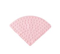 Corner Bath Mat With Massage Bubbles - Non-Slip PVC Shower Mat With Suction Cups & Drain Holes, Fan-Shaped Solid Color(Pink,Small)