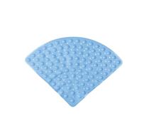 Corner Bath Mat With Massage Bubbles - Non-Slip PVC Shower Mat With Suction Cups & Drain Holes, Fan-Shaped Solid Color(Blue,Small)