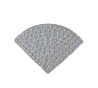 Corner Bath Mat With Massage Bubbles - Non-Slip PVC Shower Mat With Suction Cups & Drain Holes, Fan-Shaped Solid Color(Light Gray,Small)