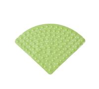 Corner Bath Mat With Massage Bubbles - Non-Slip PVC Shower Mat With Suction Cups & Drain Holes, Fan-Shaped Solid Color(Green,Small)