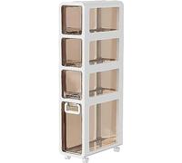 Corner Bathroom Floor Cabinet with 4 Drawers on Casters, Narrow Vertical Storage Tower for Small Spaces, Large Capacity Dresser Organizer, Ideal for Gaps and Bathrooms