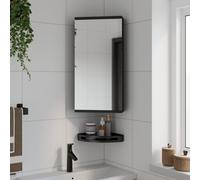 (black) vidaXL Corner Bathroom Mirror Cabinet Toilet Wall Cabinet Corner Vanity Unit