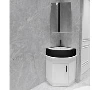 Corner Bathroom Sink Cabinet with Mirror - Floor Mounted Vanity Space-Saving Toilet Sink Combo Compact Hand Washing Basin - 48CM/18.89IN Perfect for Small Bathrooms