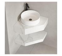 Corner Bathroom Vanity Cabinet with Sink, Corner Bathroom Vanity Cabinet with Sink Floating Wall Mounted Small Vanity(White,50cm/19.6in)