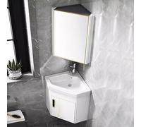 Corner Bathroom Vanity with Ceramic Sink and Mirror Cabinet Set