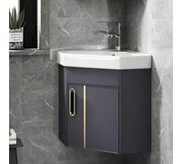 Corner Bathroom Vanity with Sink Cabinet, Wall Mounted Utility Washing Hand Basin Design for Home, Kitchen, Patio, Laundry Room