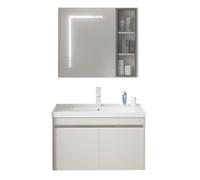 Corner Bathroom Vanity with Sink Floating Wall-Mounted Hand Sink with Mirror Soft-Close Storage Cabinet Compact Corner Pedestal Sink for Small Spaces (Right-Side Hole 23.6" L)