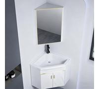 Corner Bathroom Vanity Withsink, Corner Single Bowl Unit Wall Mounted Utility Sink, Pedestal Sink Set with Drain, for Small Space, Single-Apartment(43cm/16.9in)