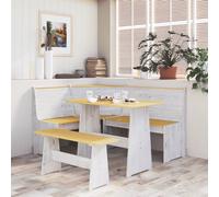 Corner Bench Honey Brown & White Solid Pine 151x118.5x85cm Left/Right Reversible