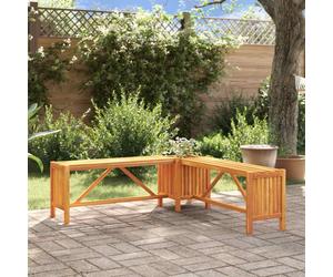 Corner Bench Solid Acacia Wood Brown 117x117x40cm Outdoor Patio with Planters