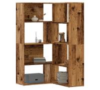 Corner Bookcase Black Oak Engineered Wood 85x85x140cm 6-Shelf Storage Modern UK