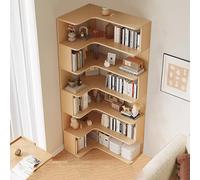 Corner Bookshelf, 6-Tier Tall Bookcase with Anti-Drop Panel, L-Shaped Freestanding Display Rack for Home Office and Living Room Storage Organizer