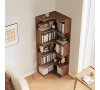 Corner Bookshelf, 6-Tier Tall Bookcase with Anti-Drop Panel, L-Shaped Freestanding Display Rack for Home Office and Living Room Storage Organizer