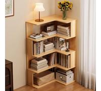 Corner Bookshelf, Floor to Ceiling Multi-Layer Storage Cabinet, Wooden Display Rack for Living Room, Bedroom, Office, Open Design