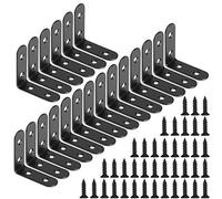Corner Brace 90 Degree Corner Bracket Right Angle Brackets Stainless Steel Angle Support with Screws for Furniture Desk Table Shelf 50 * 50mm 20pcs Black