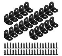 Corner Brace 90 Degree Corner Bracket Right Angle Brackets Stainless Steel Angle Support with Screws for Furniture Desk Table Shelf 20 * 20mm 20pcs Black
