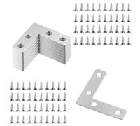 Corner Brace Flat L Shape Angle Brackets Stainless Steel 50x50mm Plates Corner Bracket with Screws for Wood Furniture Shelve Window Cabinet Fixing Repairing 20pcs