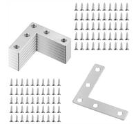 Corner Brace Flat L Shape Angle Brackets Stainless Steel 80x80mm Plates Corner Bracket with Screws for Wood Furniture Shelve Window Cabinet Fixing Repairing 20pcs