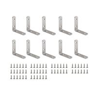 Corner Braces,Angle Reinforced ,10PCS L Shaped Brackets 90 Degree Right Stainless Steel Bracket for Wood Furniture Bedframe Cabinet(65x65mm 10pcs)