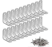 Corner Bracket,20 Pcs Stainless Steel L Bracket 90 Degree Right Angle Brackets Metal Stainless Steel Fixing Brackets,with 80 Pieces Screws(40*40mm)