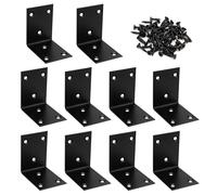 Corner Bracket 90 Degree Corner Brace Right Angle Brackets Support Stainless Steel Fixing L Repair Connector with Screws for Furniture Desk Table Shelf 65*65*48mm 10pcs Black