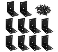 Corner Bracket 90 Degree Corner Brace Right Angle Brackets Support Stainless Steel Fixing L Repair Connector with Screws for Furniture Desk Table Shelf 85*85*48mm 10pcs Black