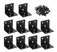 Corner Bracket 90 Degree Corner Brace Right Angle Brackets Support Stainless Steel Fixing L Repair Connector with Screws for Furniture Desk Table Shelf 50*50*50mm 10pcs Black