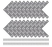 Corner Brackets Flat Corner Brace Stainless Steel Plates Angle Brackets with Screws for Furniture Desk Table Shelf Repair 80*80mm 20 Pack
