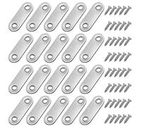 Corner Brackets Flat Straight Corner Brace Stainless Steel Plates Brackets with Fixing Screws for Furniture Desk Table Shelf Repair 46*16mm 20 Pack