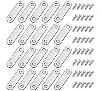 Corner Brackets Flat Straight Corner Brace Stainless Steel Plates Brackets with Fixing Screws for Furniture Desk Table Shelf Repair 56*16mm 20 Pack