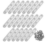 Corner Brackets Flat Straight Corner Brace Stainless Steel Plates Brackets with Fixing Screws for Furniture Desk Table Shelf Repair 96 * 17mm 20 Pack