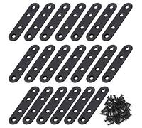 Corner Brackets Flat Straight Corner Brace Stainless Steel Plates Brackets with Fixing Screws for Furniture Desk Table Shelf Repair Black 80*17mm 20 Pack