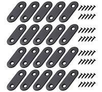 Corner Brackets Flat Straight Corner Brace Stainless Steel Plates Brackets with Fixing Screws for Furniture Desk Table Shelf Repair Black 40 * 16mm 20 Pack