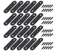 Corner Brackets Flat Straight Corner Brace Stainless Steel Plates Brackets with Fixing Screws for Furniture Desk Table Shelf Repair Black 60*16mm 20 Pack