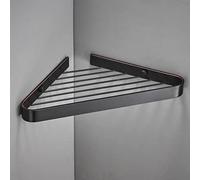 Corner Brass Shower Shelf for Bathroom, Wall-Mounted Floating Shelves, Drainage Rack for Shampoo & Shower Gel, Multifunctional Kitchen Storage, Chrome Finish.,Negro