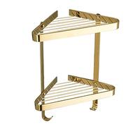 Corner Brass Shower Shelf for Bathroom, Wall-Mounted Floating Shelves, Drainage Rack for Shampoo & Shower Gel, Multifunctional Kitchen Storage, Chrome Finish.,Oro Dos Ni