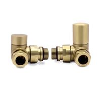 Corner Brushed Brass Manual Standard Radiator Towel Rail Valves