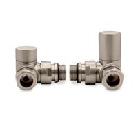 Corner Brushed Nickel Manual Standard Radiator Towel Rail Valves