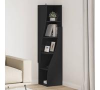 Corner Cabinet Black Engineered Wood 32x32x140cm 5Shelf Matte Finish SpaceSaving
