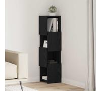 Corner Cabinet Black Oak 25.5x25x102cm Engineered Wood 4 Corner Shelves Matte UK